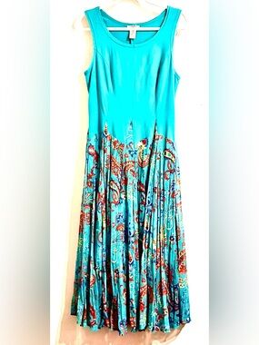 Vasna Floral Maxi Dress Women S Teal Orange Sleeveless Pleated
Beach Coastal